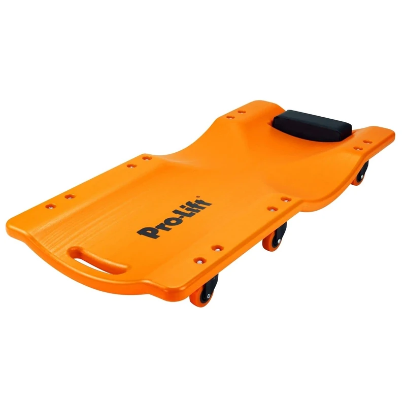 Pro-LifT Mechanic Plastic Creeper 36 Inch - Blow Molded Ergonomic HDPE Body with Padded Headrest - 300 Lbs Capacity Orange - Image 1