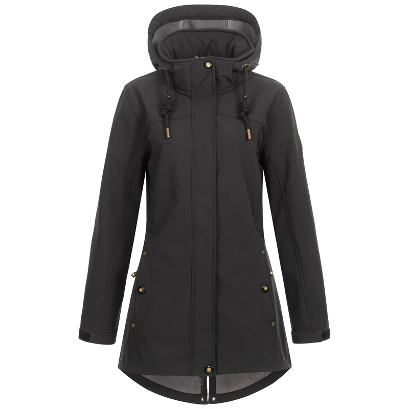 Ankerglut Women's Softshell Coat, Short Coat with Hood, Lined Transition Jacket, black, 44 - Image 1