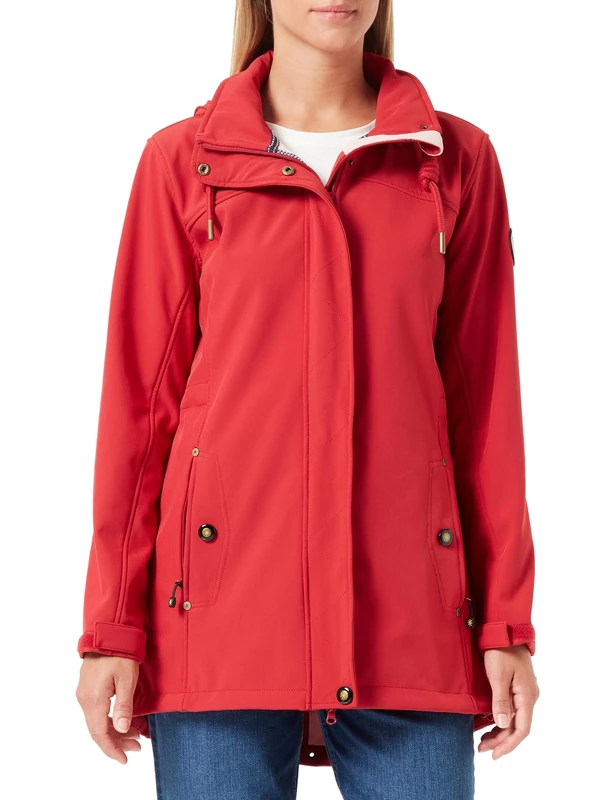Ankerglut Women's Softshell Coat, Short Coat with Hood, Lined Transition Jacket, Red, 40