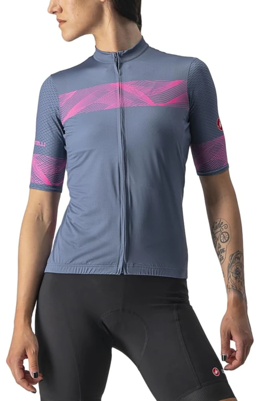 CASTELLI 4522061-062 FENICE Jersey Sweatshirt Women's Light Steel Blue/Pink Fluo XL