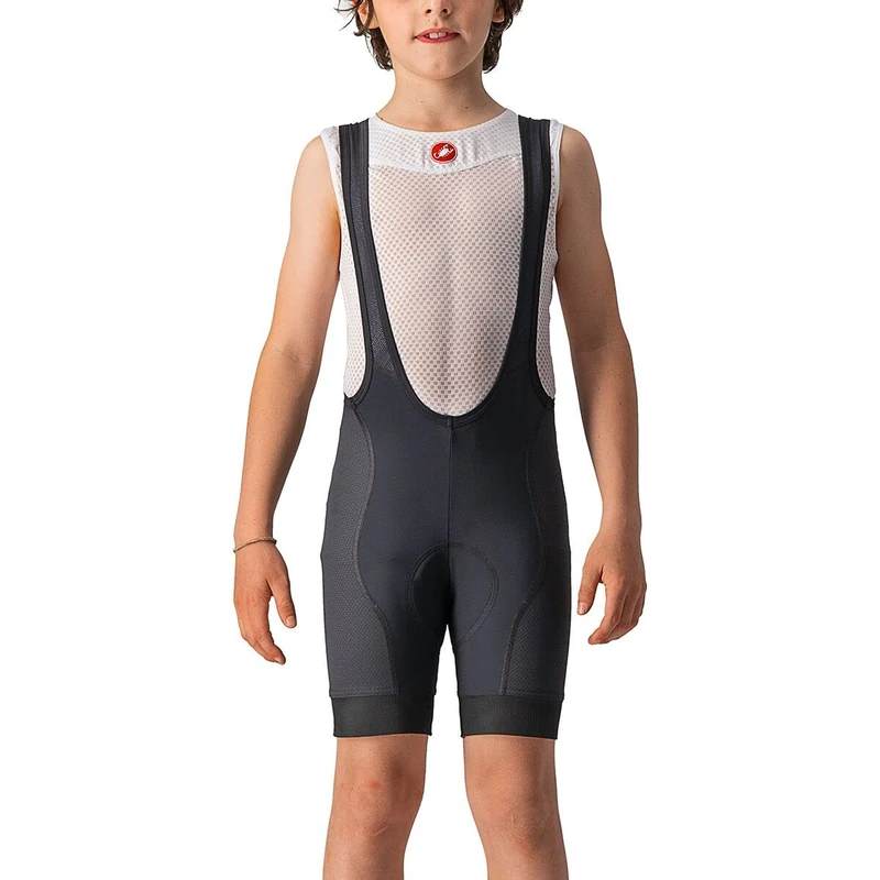 CASTELLI JR Competizione Bibshort Cycling Shorts with Braces for Children, Comfortable and Breathable Black