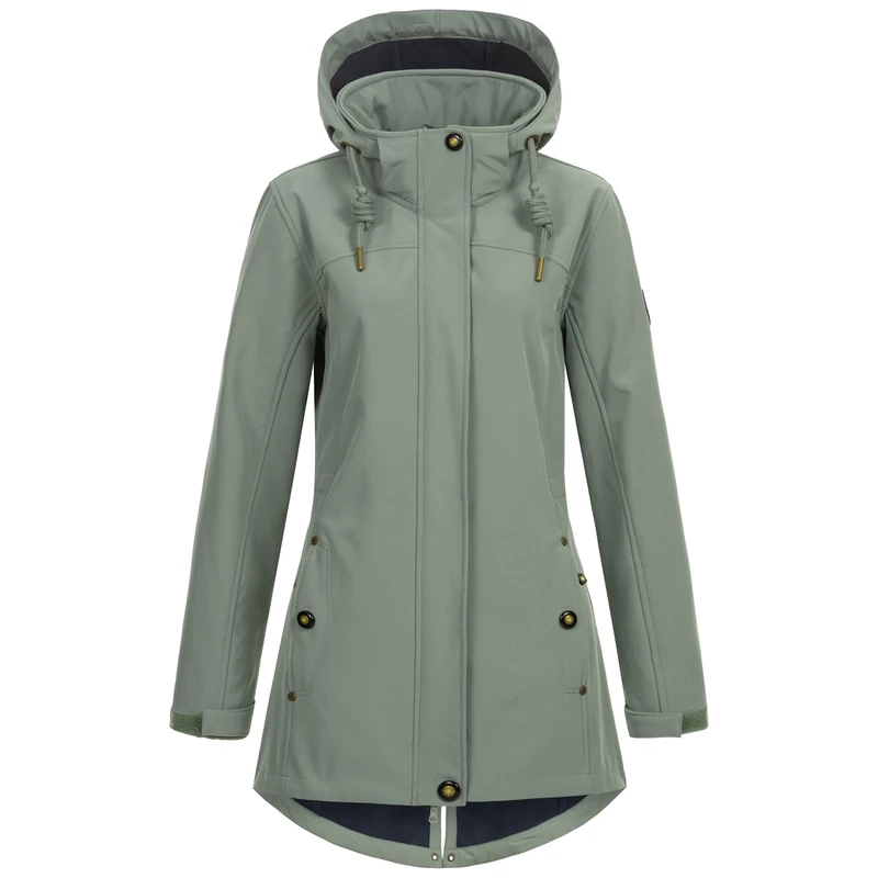 Ankerglut Women's Softshell Coat, Short Coat with Hood, Lined Transition Jacket, Slate Gray, 48