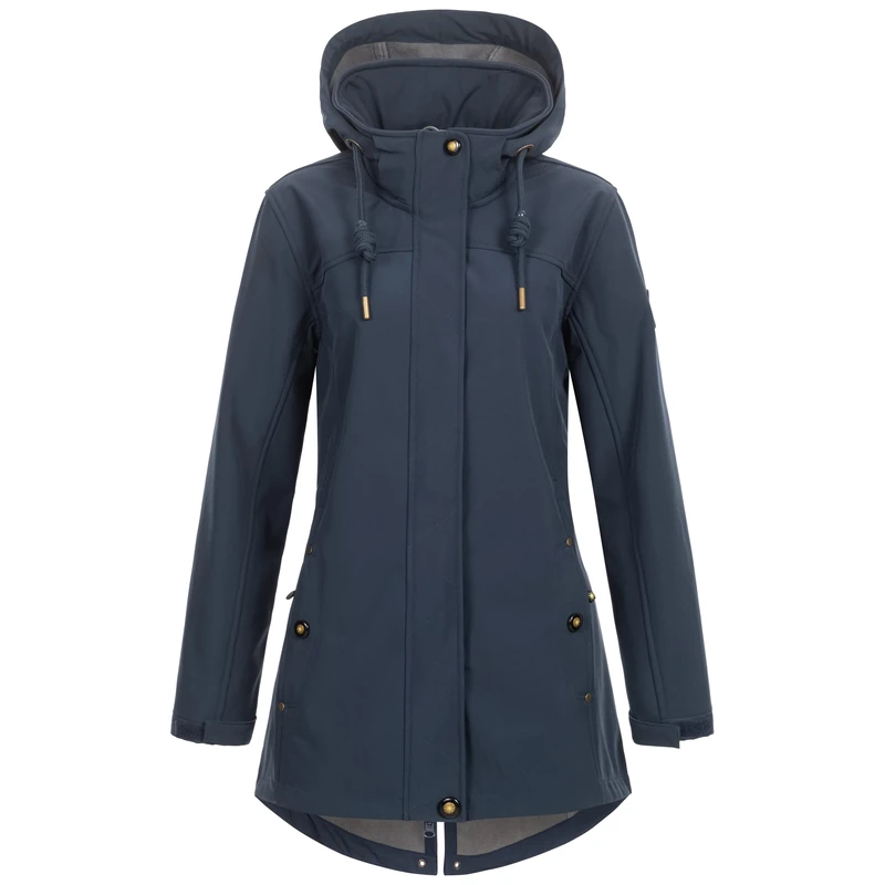 Ankerglut Women's Softshell Coat, Short Coat with Hood, Lined Transition Jacket, navy, 42