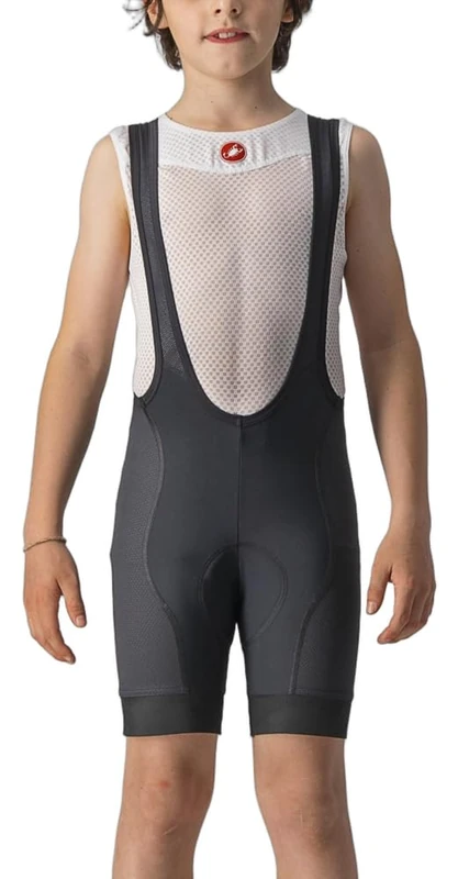 CASTELLI JR Competizione Bibshort Cycling Shorts with Braces for Children, Comfortable and Breathable Black