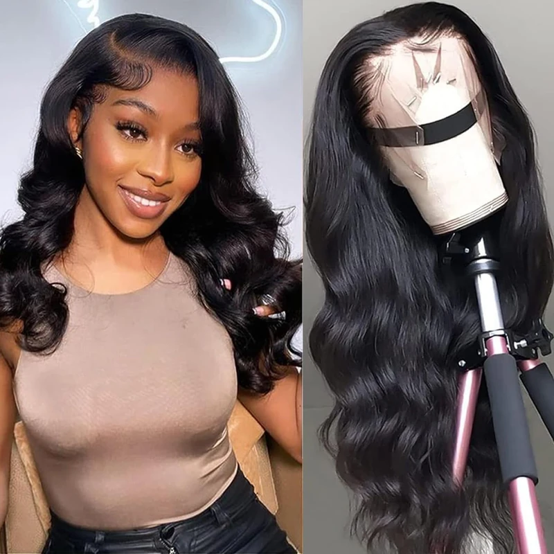 SENSAIRUITE Body Wave Lace Front Wigs Human Hair Wide Lace 180 Density Human Hair Wigs 13x4 Human Hair Lace Front Wigs Pre Plucked With Baby Hair 20 Inches Natural Color