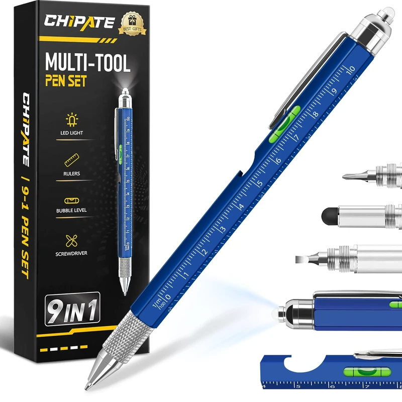 Chipate Valentines Gifts for Him, Gifts for Men, 9 in 1 Multi Tool Pen, Birthday Gift Gadgets for Men/Dad, Father's Day Gift
