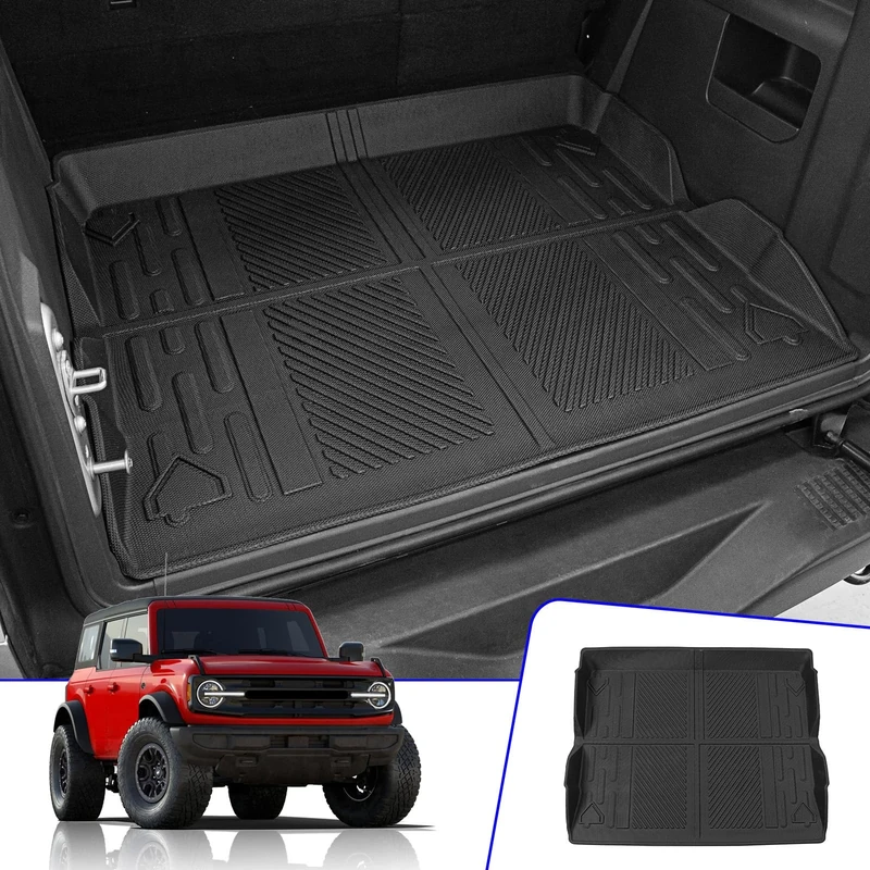 Rongtaod Fit 2021 2022 2023 Ford Bronco 4-Door Cargo Liner TPE All Weather Rear Trunk Mat for Bronco Accessories (Trunk Mat)