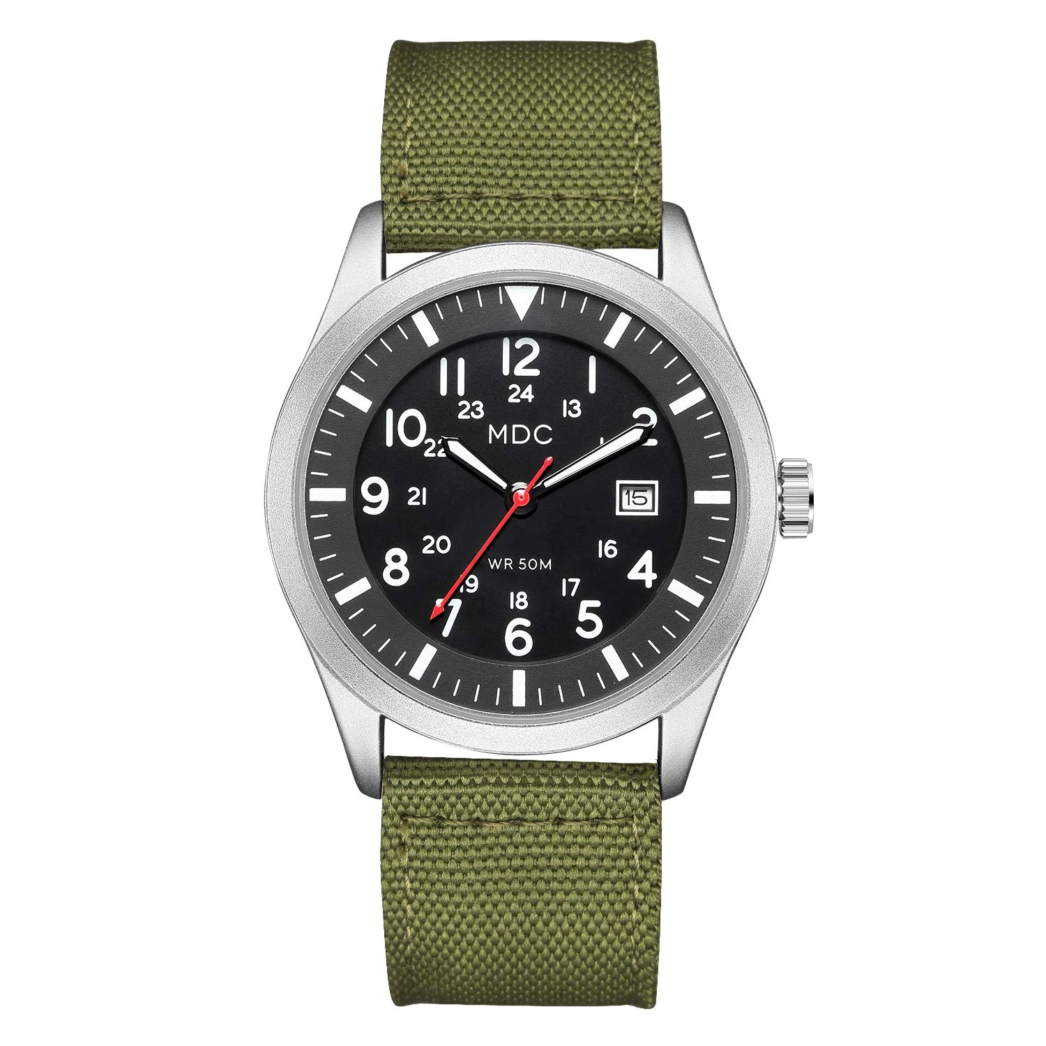 Infantry Military Analogue Wrist Watch for Men, Mens Army Field Tactical Outdoor Sport Watches, Waterproof Work Casual Quartz Wristwatch Date Green Nylon Strap