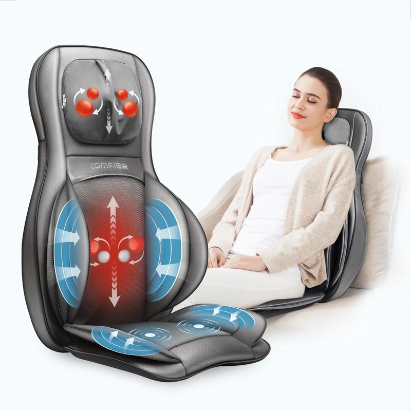 Comfier Neck and Back Massager with Heat - Massage Chair with Compress & Rolling,Kneading Shiatsu Back Massager for Full Back,Neck, Massage Chair Pad for Home, Office use;Father's Day Gifts for Dad