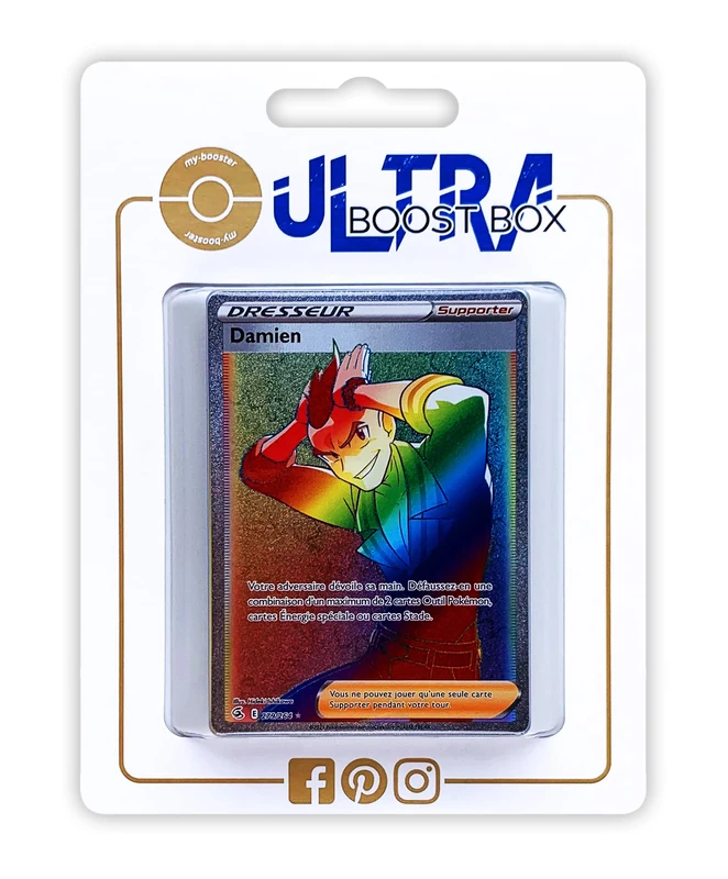 Damien 279/264 Secret Rainbow Trainer - Myboost X Sword & Shield 8 - Fusion Strike - Box of 10 French Pokémon Cards