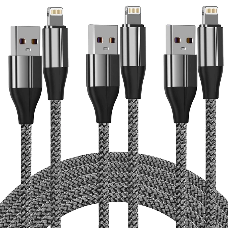 FEEL2NICE iPhone Charger Cable (3 Pack 1M), [MFi Certified] 3 Feet Nylon Braided Lightning Cable, iPhone Charging Cord USB
