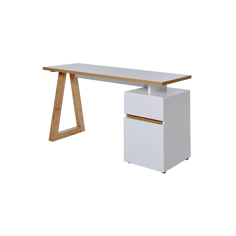 Amazon Brand - Movian Club Office Desk with 1 Drawer and 1 Door, 139.7 x 54.9 x 76.2 cm, White - Image 1