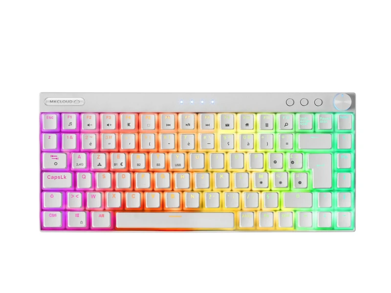 Mars Gaming MKCLOUD, Wireless Mechanical Keyboard RGB White, Ultra-compact 75%, Switch Outemu SQ PRO Blue, Language French
