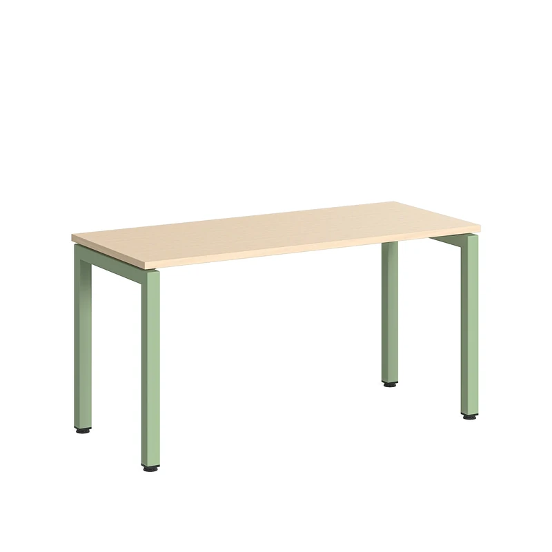 Steelcase Ottima Portico Fixed Height Home Office Desk with Melamine Clear Oak Top and Stainless Steel Snow Frame, Easy Assembly