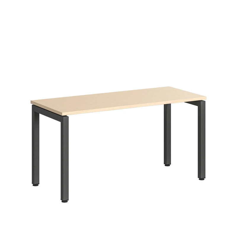 Steelcase Ottima Portico Fixed Height Home Office Desk with Melamine Clear Oak Top and Stainless Steel Merle Frame, Easy Assembly