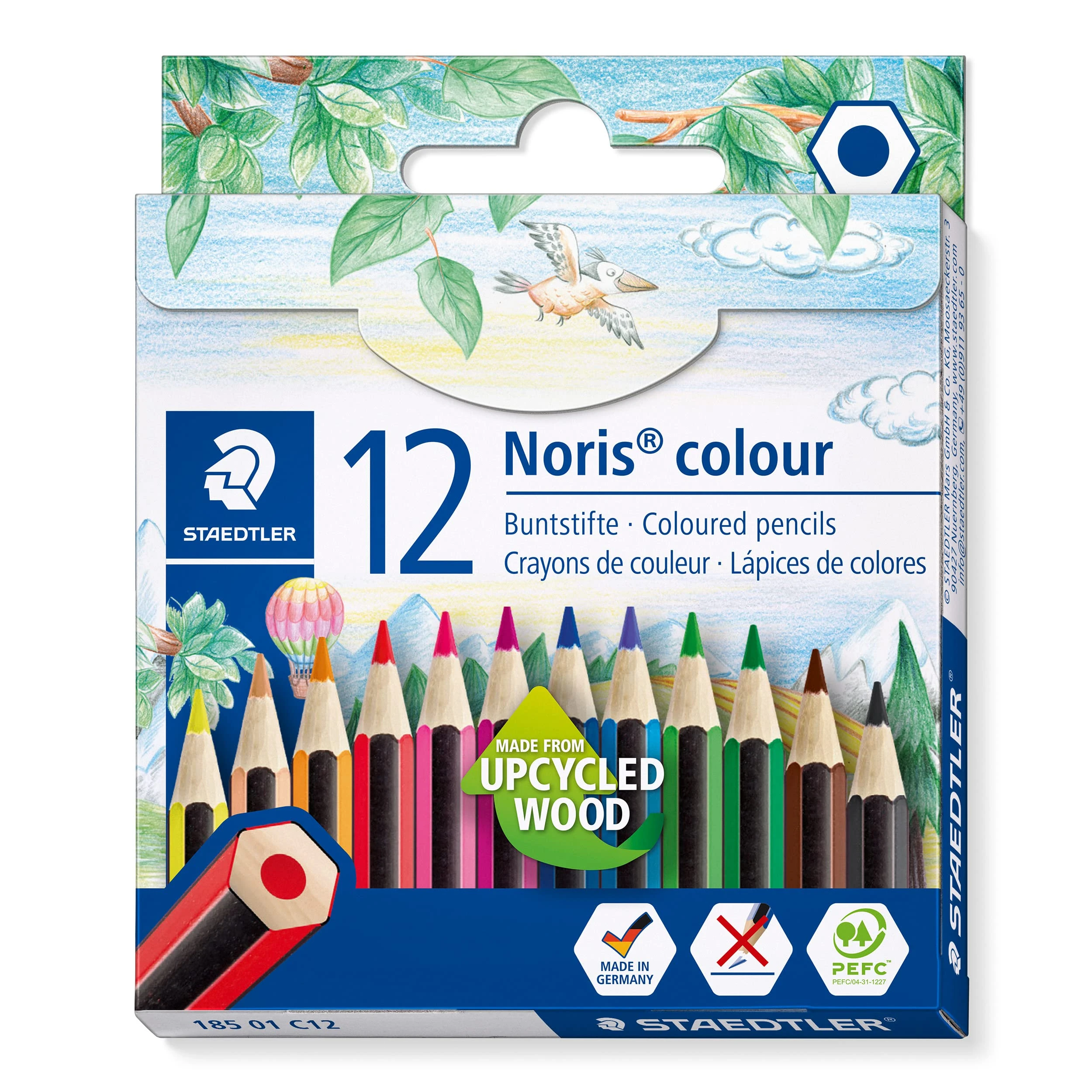 STAEDTLER 185 01 C12 Noris Colour Half-Length Pencils - 12 Assorted Colours (Pack of 12 Pencils)