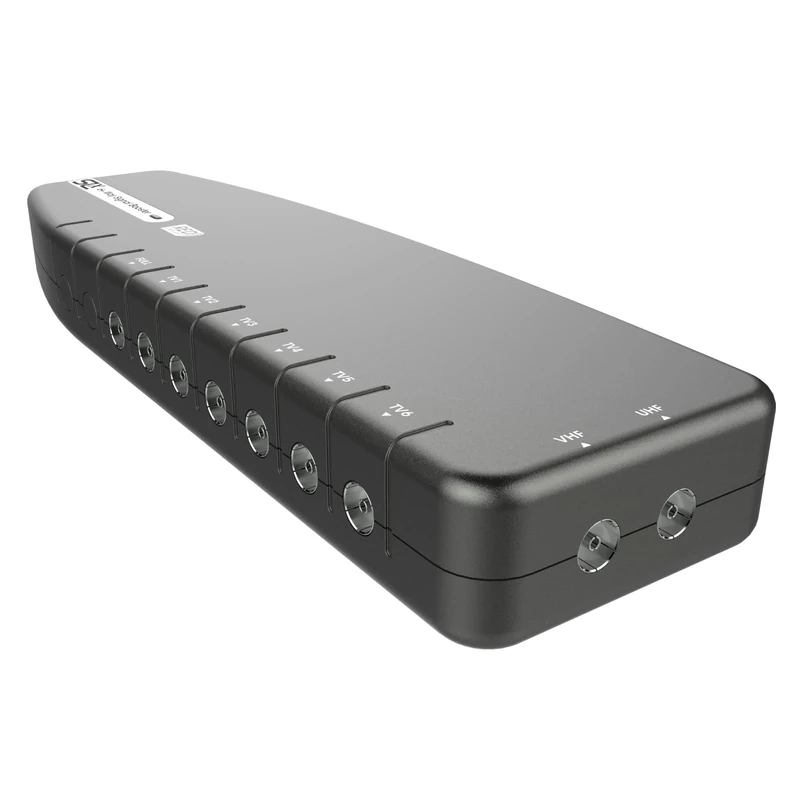 SLx TV Signal Booster Aerial Amplifier, 6 Way Signal Distribution Amplifier with Coax Connections, 4G & 5G Filtering, Indoor TV Aerial, HD & 4K TV/FM/DAB & Freeview