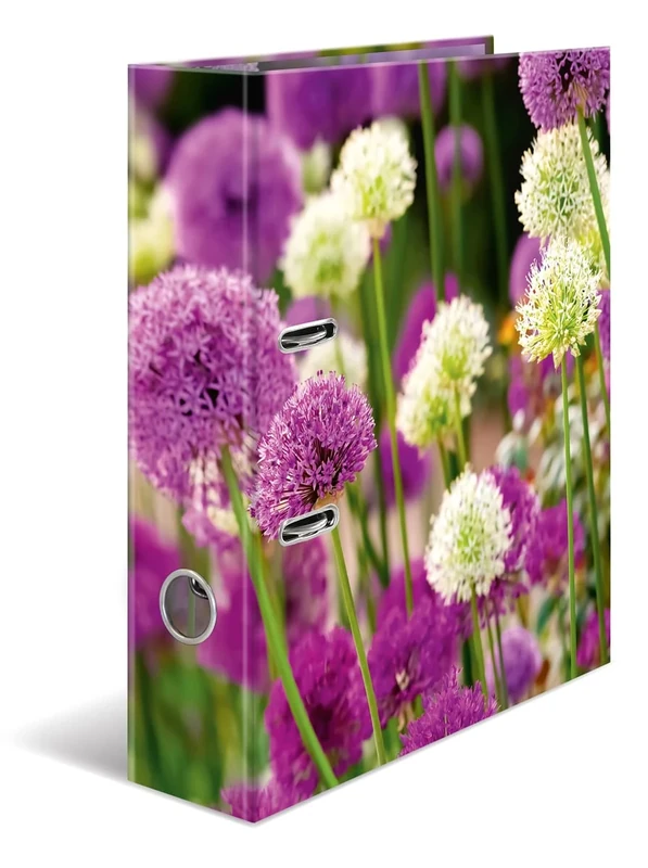 HERMA Folder A4 Purple Flowers Set, 10 Pieces, 7 cm Wide, Children's Ring Binder with Plants Motif, Colourful Lever Arch File with Inner Print for Boys and Girls
