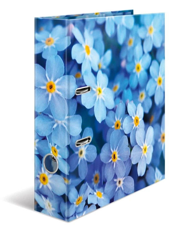 HERMA Folder A4 Blue Flowers Set, 10 Pieces, 7 cm Wide, Children's Ring Binder with Plants Motif, Colourful Lever Arch File with Inner Print for Boys and Girls