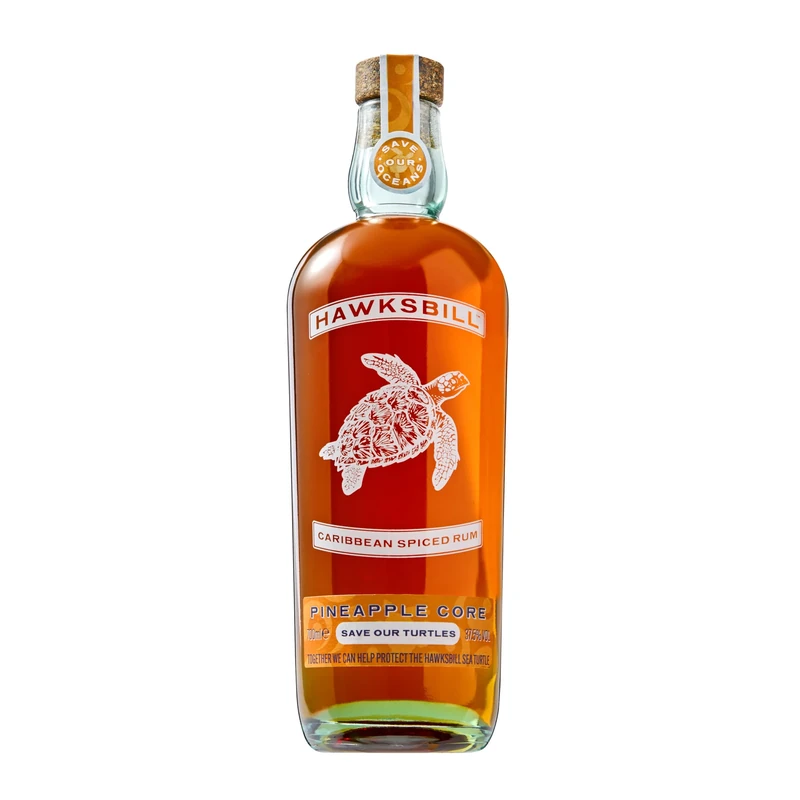 Hawksbill Pineapple Spiced Rum, Sustainable Dark Rum Liquor Supporting Endangered Sea Turtles, Eco Conscious Traditional Caribbean Rum Spirit for Cocktails, 37.5% Alcohol Drink, 70cl