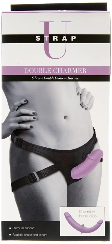 Strap U Double Charmer Premium Silicone Double Dildo Set Penetration with Adjustable Harness for Women, Men, & Couples, Adjustable Silicone G-spot Anal Prostate Vagina Adult Toy Strapon Harness