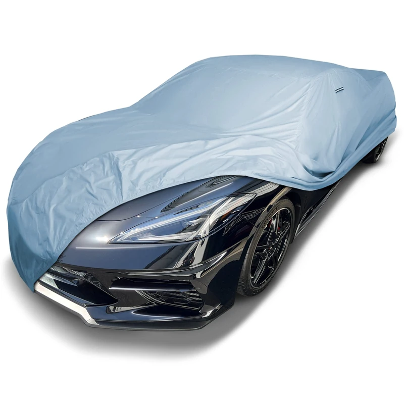 iCarCover Custom Car Cover for 2020-2024 Chevy Corvette C8 w/High Wing Spoiler Waterproof All Weather Rain Snow UV Sun Protector Full Exterior Indoor Outdoor Car Cover