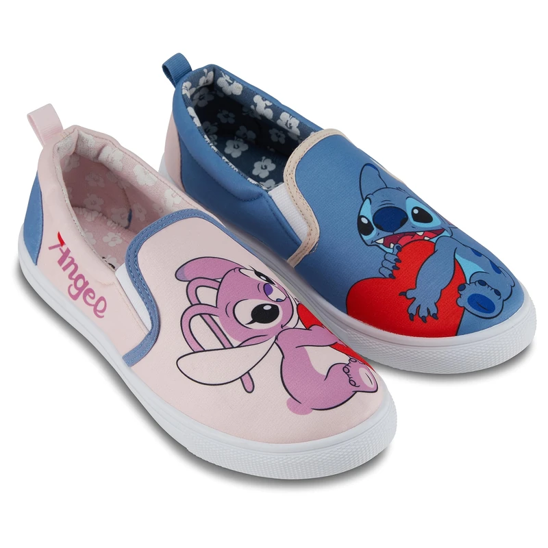 Disney Ladies Lilo and Stitch Shoes - Ladies Classic Lilo and Stitch Slip On Sneakers Lilo and Stitch Canvas Slip On Sneakers (Light Blue, 11)