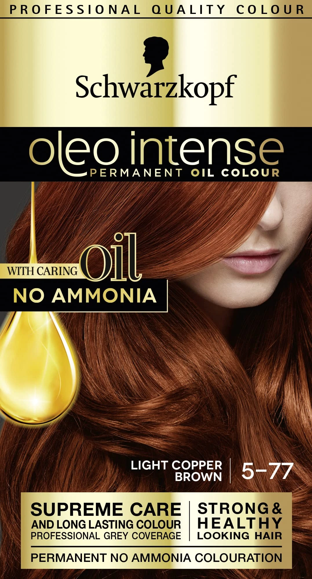 Schwarzkopf Oleo Intense Permanent Hair Dye, Light copper brown 5-77, 170g