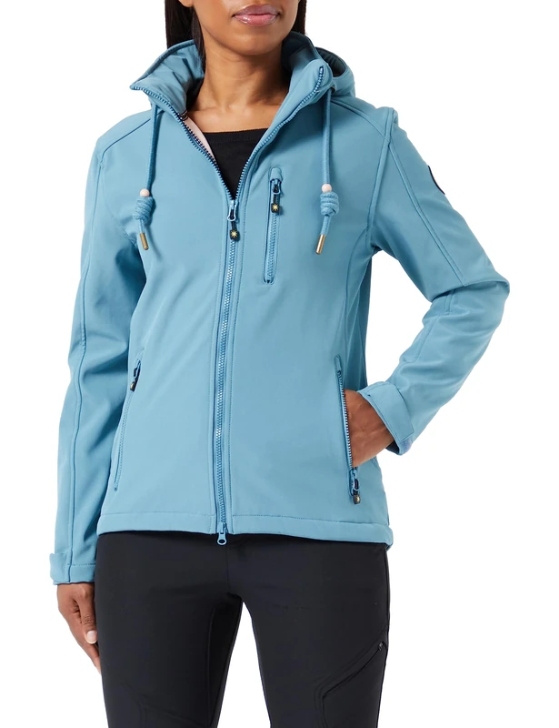 Ankerglut Women's Ankerglutfreude Softshell Removable Hood Lined Transition Jacket Windbreaker, Smoke, 34 (EU)