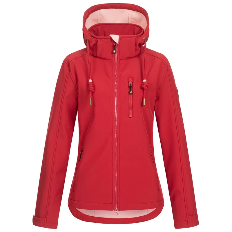 Ankerglut Women's Ankerglutfreude Softshell Removable Hood Lined Transition Jacket Windbreaker, red, 38