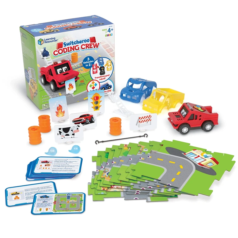 Learning Resources Switcheroo Coding Crew, STEM Toy for Kids, Coding Toy, Interactive Robot, 46 Pieces, Age 4+
