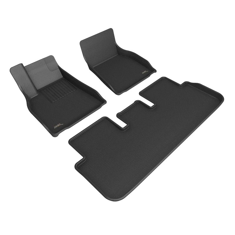 3D MAXpider Custom Fit Kagu Floor Mat (Black) for 2021-2023 Tesla Model S - Complete Set