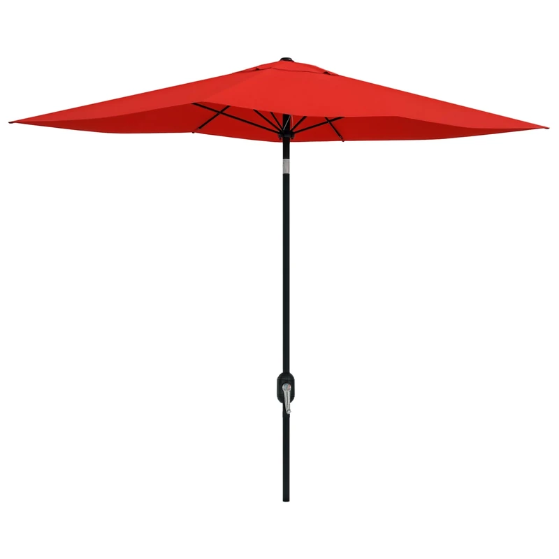 Outsunny 2 x 3(m) Garden Parasol Umbrella, Rectangular Outdoor Market Umbrella Sun Shade with Crank & Push Button Tilt, 6 Ribs, Aluminium Pole, Wine Red