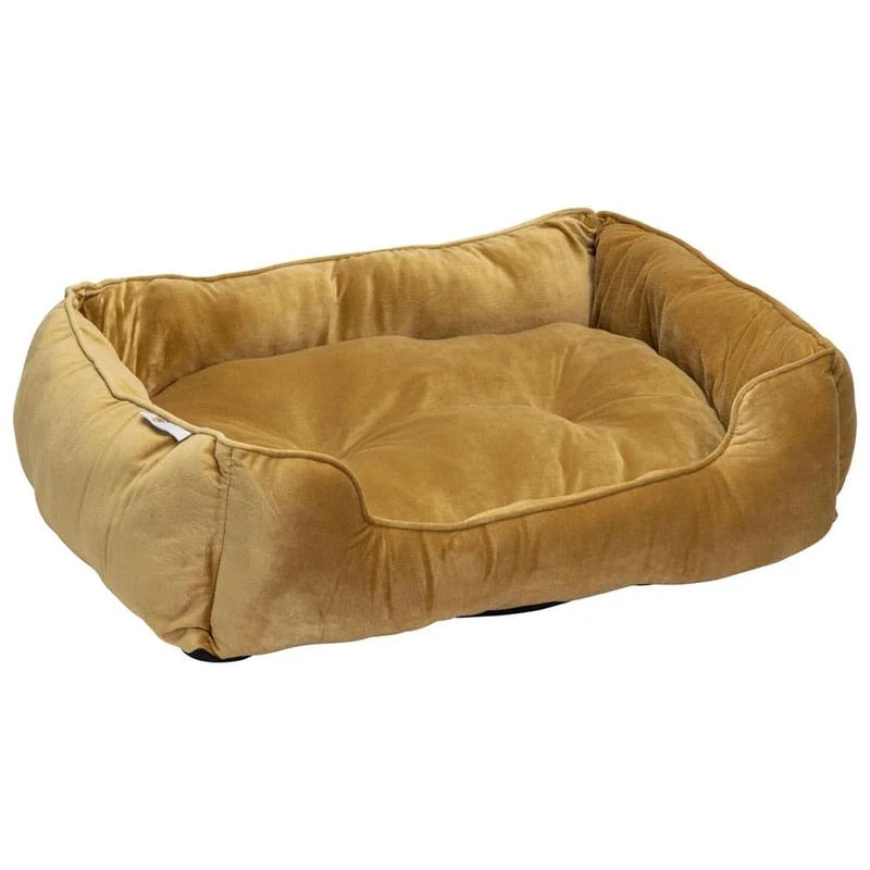House of Paws Mustard Velvet Square Bed - Large