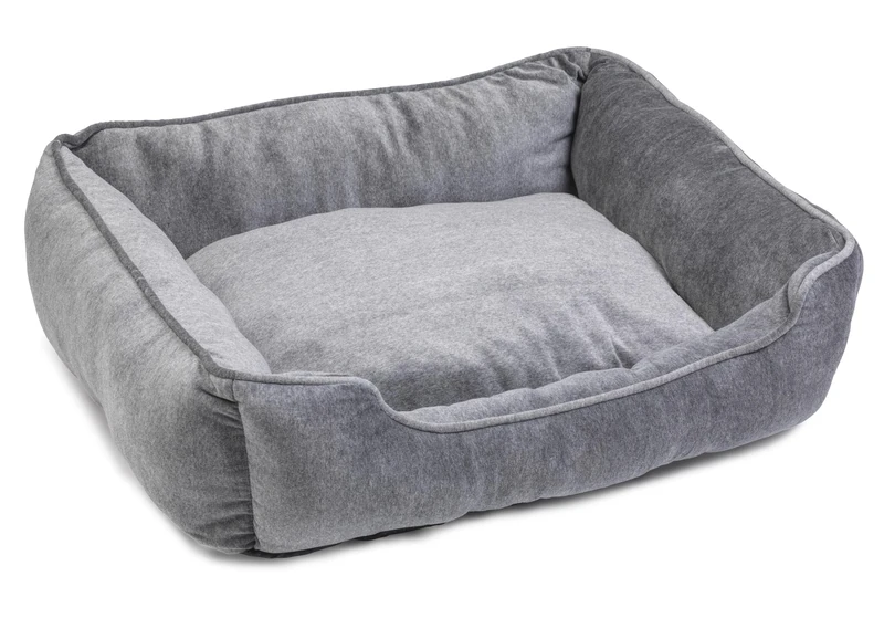 House of Paws Grey Velvet Square Bed - Large