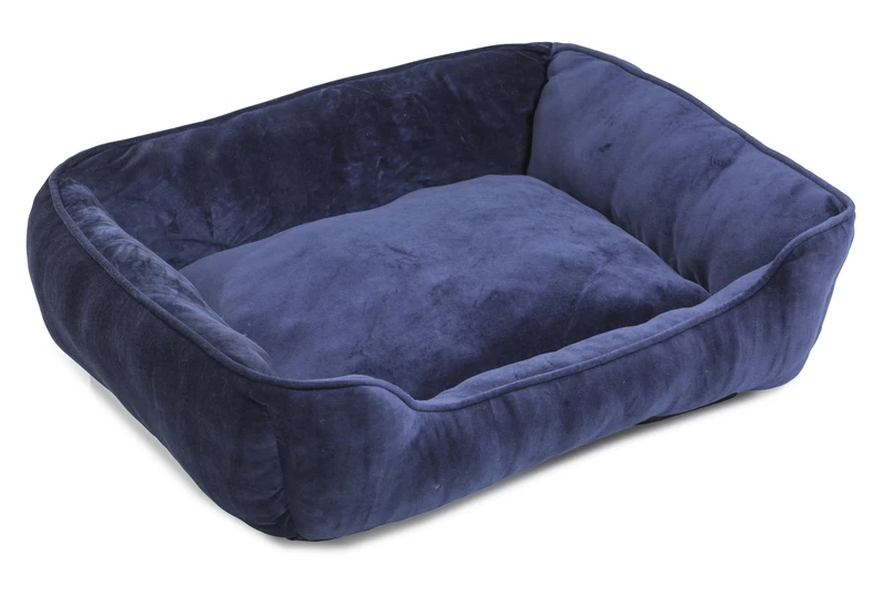 House of Paws Navy Velvet Square Bed - Large