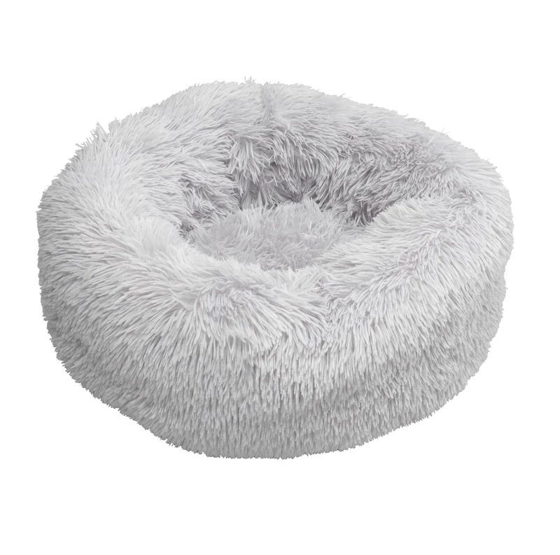 House of Paws Comfy & Calming Faux Fur Grey Donut Winter Pet Bed