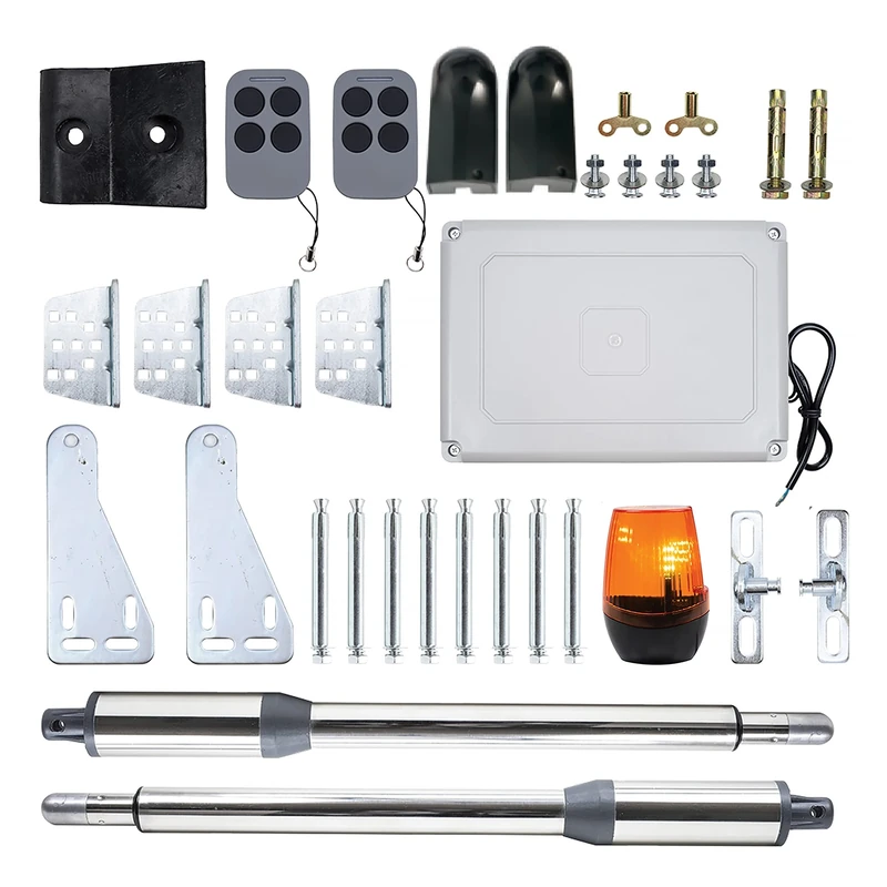 PNI MAB300LR Swing gate Automation kit, with 2 40W Motors, Remote Controls and Control Panel, photocells and lamp, gate Length 2 x 2.5m max, gate Weight 200Kg