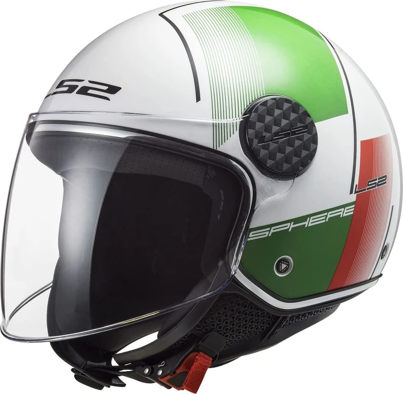 LS2, Jet Motorcycle Helmet SPHERE LUX FIRM Gloss White Green Red, XS - Image 1