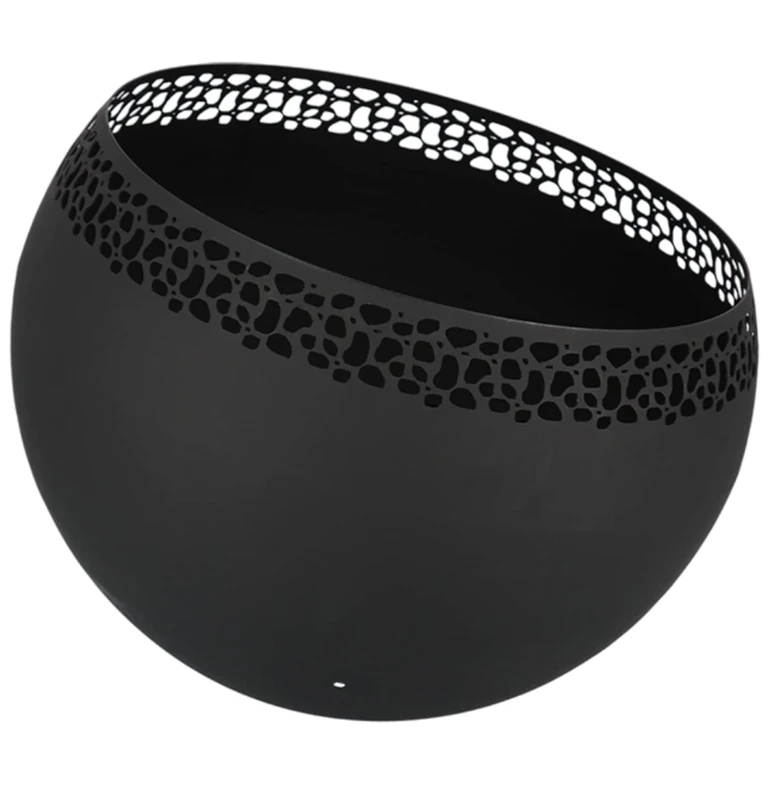 Fancy Flames Fire Bowl Metal Design Black with Polka Dots