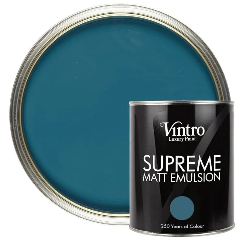 Vintro | Luxury Matt Emulsion | Smooth Chalky Finish | Multi Surface Paint | for Walls, Ceilings, Wood and Metal | 1L (Blue - French Navy)