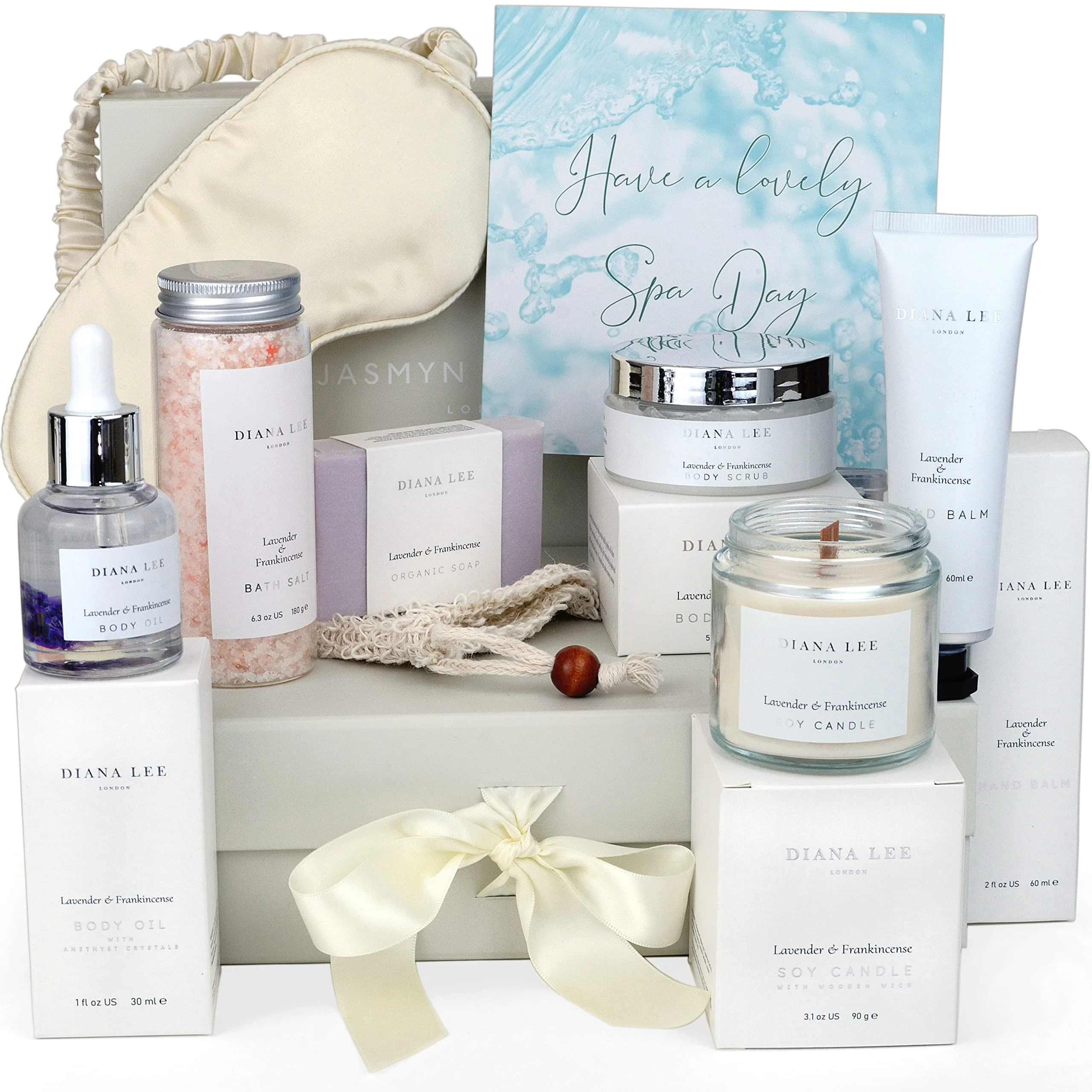 Jasmyn & Greene Relaxation Birthday Gifts for Women - Luxury Pamper Hamper Bath Set Gifts for Her with Lavender. Spa Sets for Mum with Organic Self Care Presents. Pamper Gift for Womens Birthday
