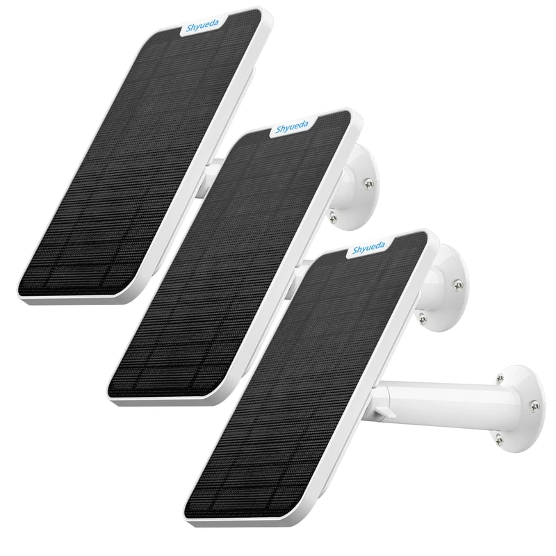 [Updated Version] 4W Solar Panel Charging Compatible with Eufycam 2C/2C Pro/2/2 Pro / E20 / E40 / E, with 13.1ft Waterproof Charging Cable, IP65 Weatherproof,Includes Secure Wall Mount(3-Pack)