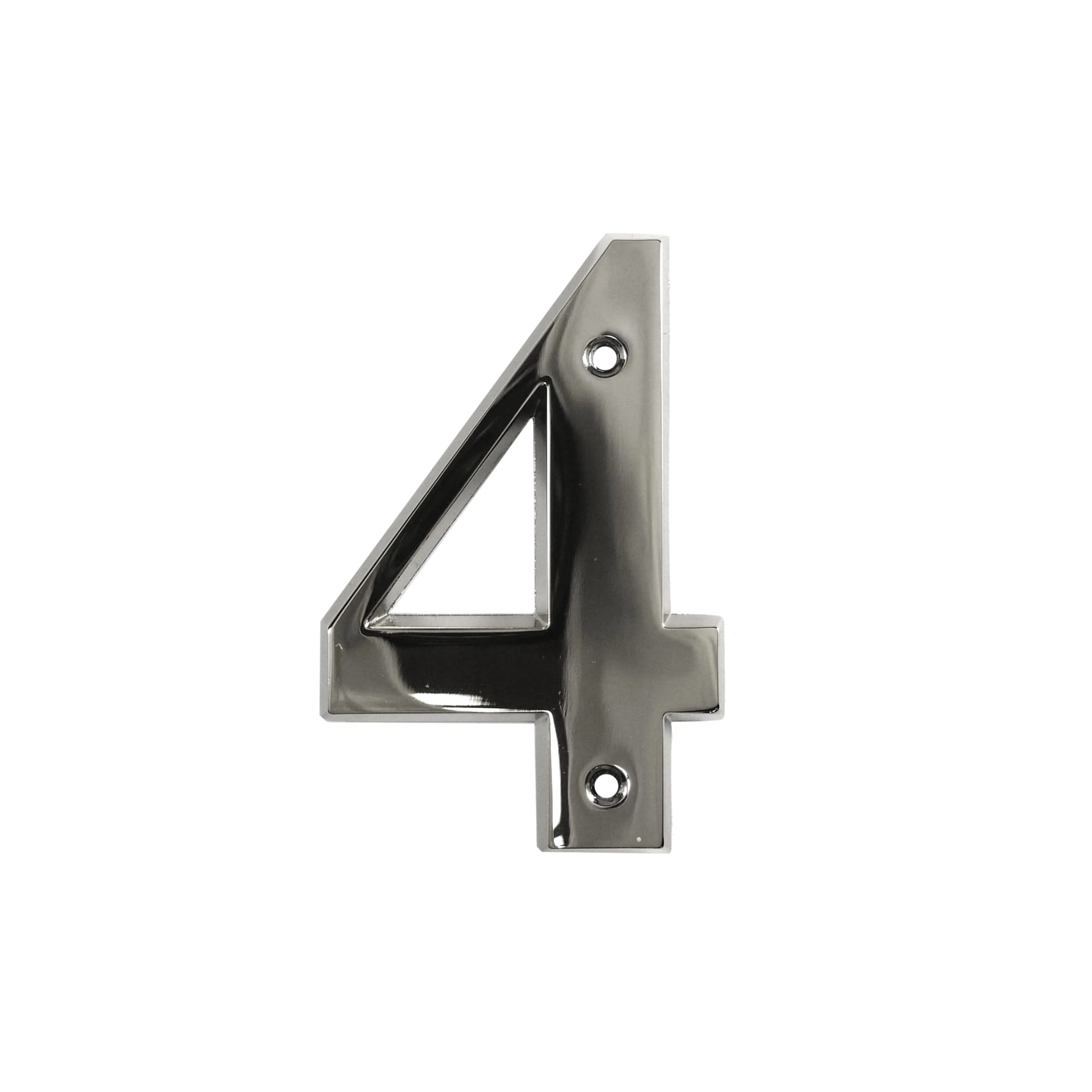 UAP House Numbers - 3 Inch Door Numbers Signature Screw Fix Bevelled Edge For Front Door, Address Number Screw On For Doors And Gates, Letter Times Roman Font (Number 4, Polished Chrome)