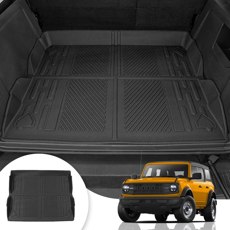 Maxzina Fit 2021-2022 Ford Bronco Cargo Liners All-Weather TPE Rear Trunk Tray Cargo Mats for 2022 Ford Bronco Accessories 4 Doors (Not Fit Bronco Sport)
