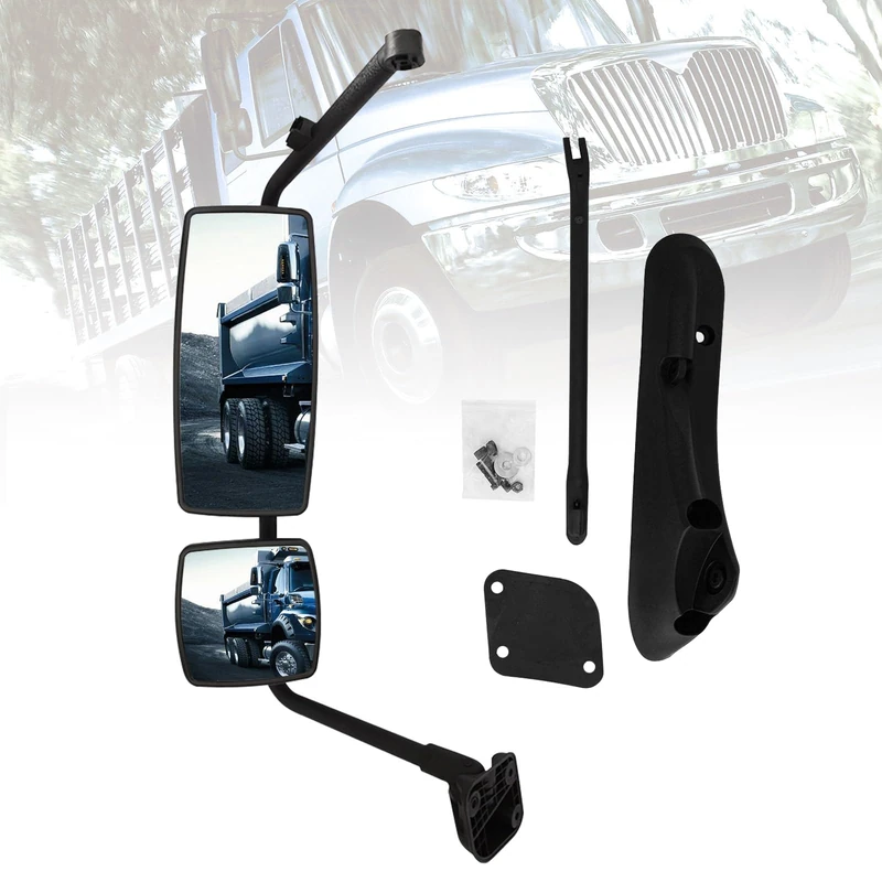 P SEPEY Door Main Mirror Assembly for INTERNATIONAL 4300 Side Mirror Assembly with Black Arm for INTERNATIONAL 4400 7400 7600 8500 8600 Durastar Workstar Transtar Prostar Lonestar Truck (left side)