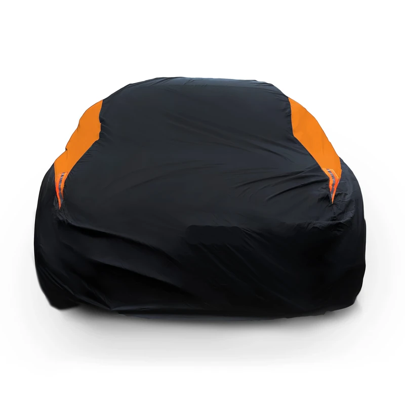 MORNYRAY Waterproof Car Cover All Weather Snowproof UV Protection Windproof Outdoor Full car Cover, Universal Fit for Sedan (Fit Sedan Length 194-206 inch, Orange)