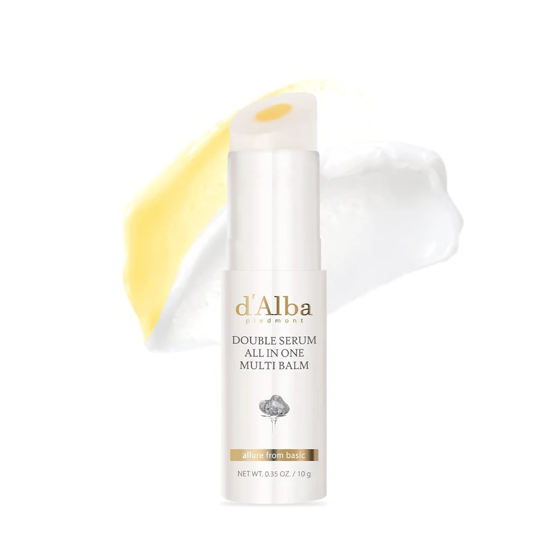 d'Alba Italian White Truffle Double Serum All-in-one Multi Balm, Vegan Skincare, 3-in-1 Treatment for Moisture & Fine Lines Fading in Dry and Sensitive Skin, Glowy Finish Serum Stick, Korean skincare