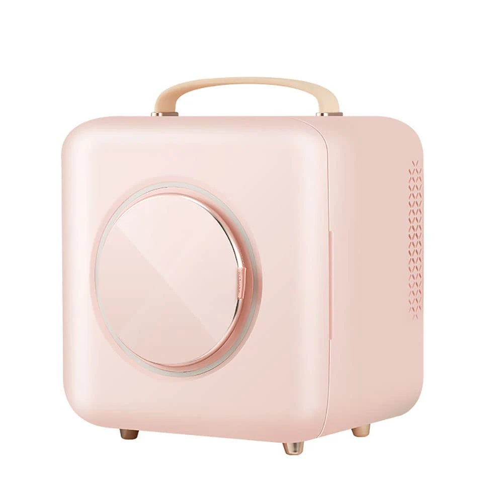 Rainbow_Road Mini Beauty Fridge,9L Makeup Refrigerator with Mask Heating Function, Portable Personal Skincare Fridge for Skincare Products, Cosmetics,Face Masks (Pink)
