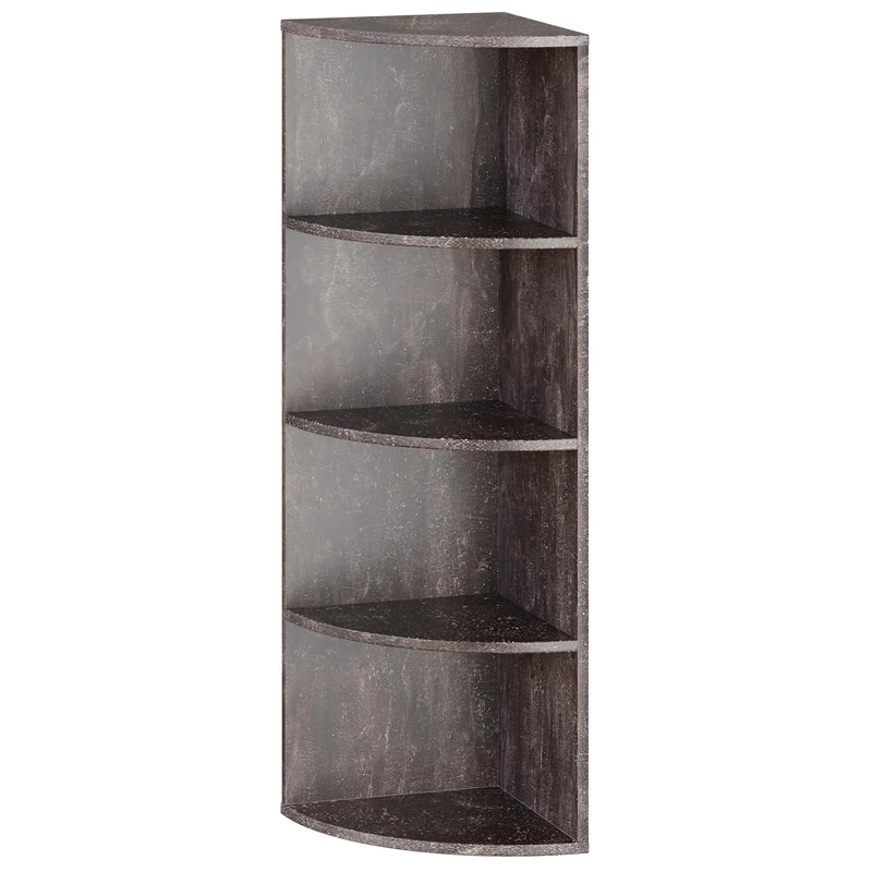 RICOO WM058-BG Hanging Corner Shelf, 110 x 33 x 33 cm, Grey Concrete Look, Chipboard Made of Wood, Hanging Shelf, Bookcase, Corner Wall Shelf, Corner Kitchen Shelf, Wall Shelf, Corner Wall Shelf,